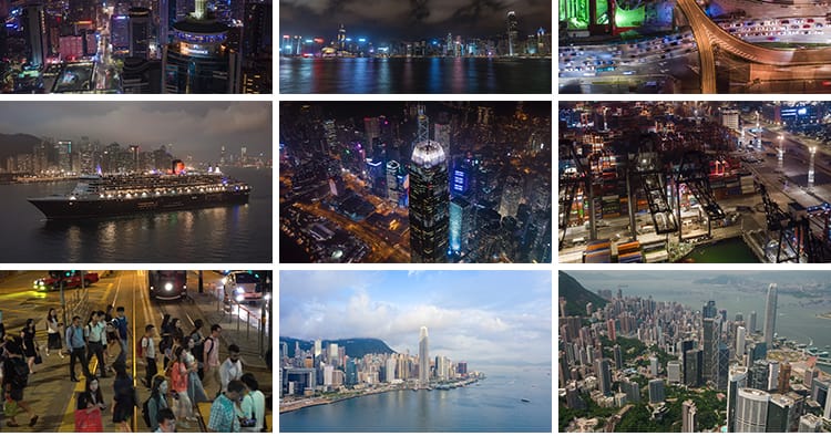 香港城市建筑航拍风光人文街景街道夜景车流人流地标实拍视频素材