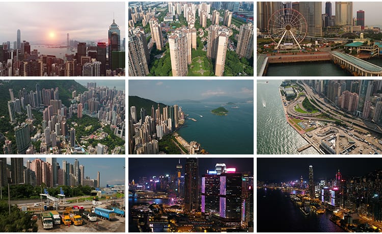 香港城市建筑航拍风光人文街景街道夜景车流人流地标实拍视频素材