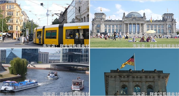 德国柏林城市风光景点建筑航拍风景素材高清旅游自然治愈系短视频