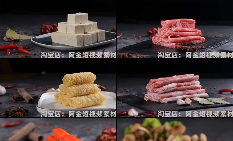 吃火锅美食麻辣锅配菜食材毛肚牛羊肉卷川菜高清创意短视频素材