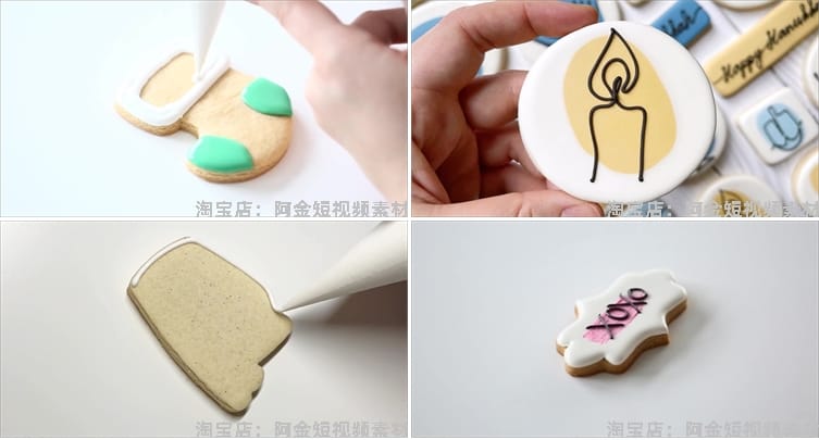 国外曲奇裱花作画美食蛋糕小说推文素材解压视频自媒体高清横屏