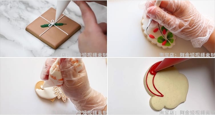 国外曲奇裱花作画美食蛋糕小说推文素材解压视频自媒体高清横屏