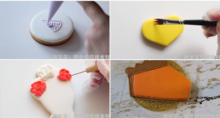 国外曲奇裱花作画美食蛋糕小说推文素材解压视频自媒体高清横屏
