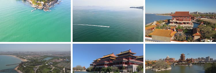 烟台灯塔蓬莱阁三仙台风光旅游风景点城市风光八仙过海短视频素材