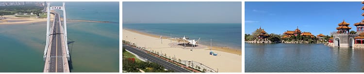 烟台灯塔蓬莱阁三仙台风光旅游风景点城市风光八仙过海短视频素材