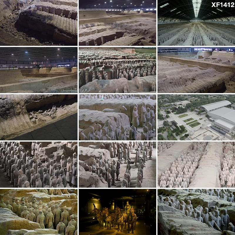 陕西西安秦始皇兵马俑特写陶俑历史文化遗迹古代航拍实拍视频素材