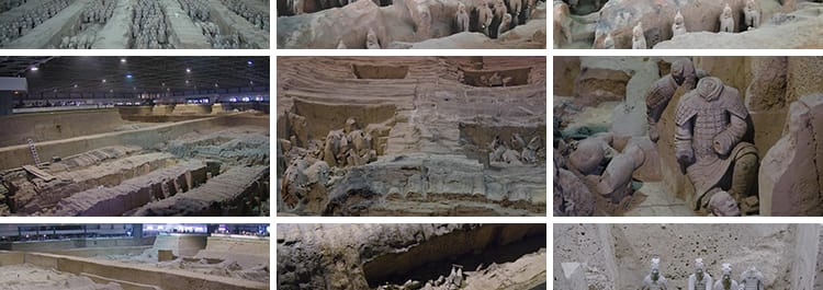 陕西西安秦始皇兵马俑特写陶俑历史文化遗迹古代航拍实拍视频素材