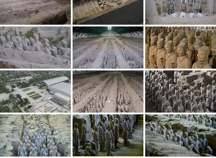 陕西西安秦始皇兵马俑特写陶俑历史文化遗迹古代航拍实拍视频素材