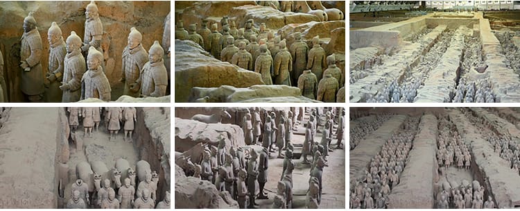 陕西西安秦始皇兵马俑特写陶俑历史文化遗迹古代航拍实拍视频素材