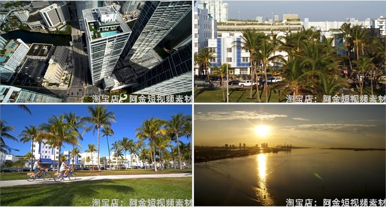 美国迈阿密国外城市建筑风光夜景航拍风景素材高清旅游自然短视频