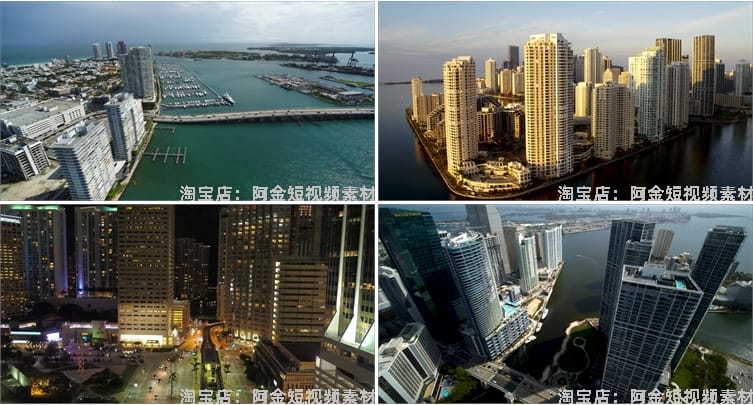 美国迈阿密国外城市建筑风光夜景航拍风景素材高清旅游自然短视频