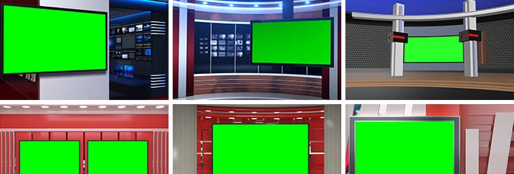 虚拟直播间新闻主播主持人直播间演示厅绿幕动画背景动态视频素材