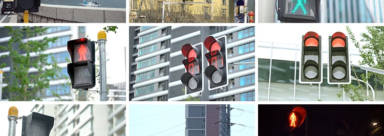 晚上交通信号灯红绿灯现代交通马路城市夜景车流行人实拍视频素材