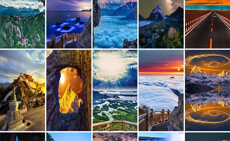 竖屏奇观风景美景自然风景治愈系山川河流夕阳抖音剪辑短视频素材