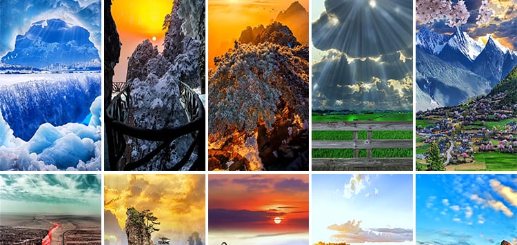 竖屏奇观风景美景自然风景治愈系山川河流夕阳抖音剪辑短视频素材