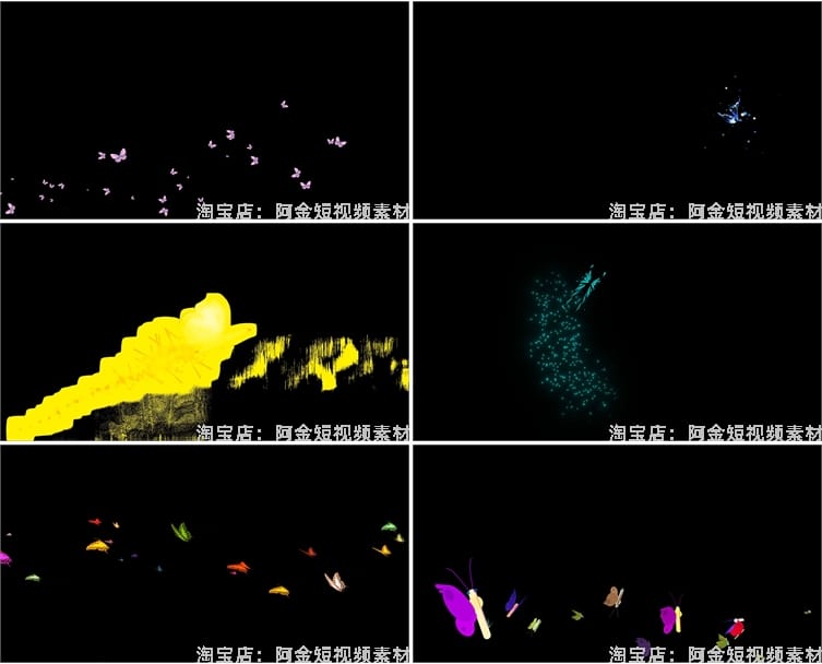 发光蝴蝶飞舞拖尾粒子特效通道绿幕动态直播间led背景视频素材