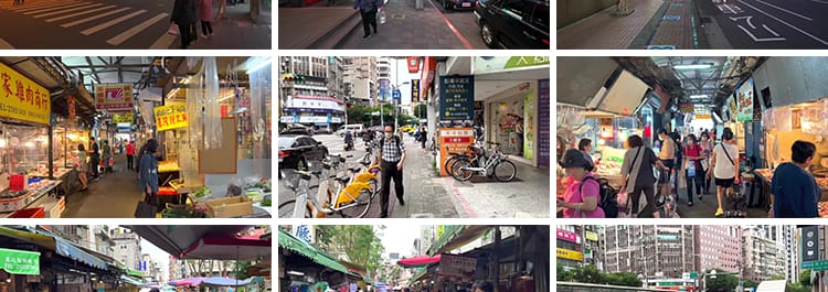 台湾台北城市走拍夜景白天漫步街道人流车流街拍视角街景视频素材