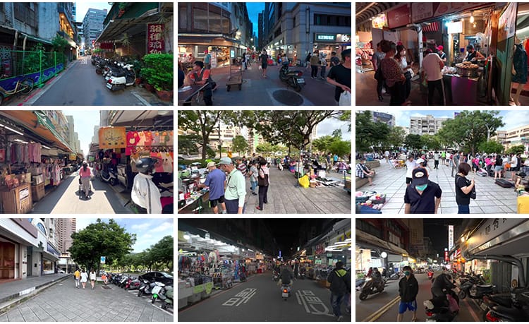 台湾台北城市走拍夜景白天漫步街道人流车流街拍视角街景视频素材