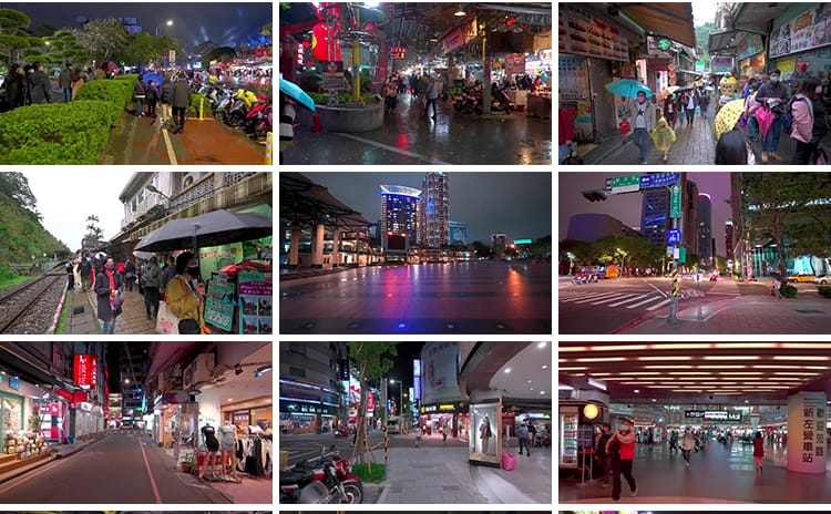 台湾台北城市走拍夜景白天漫步街道人流车流街拍视角街景视频素材