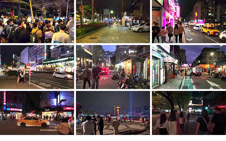 台湾台北城市走拍夜景白天漫步街道人流车流街拍视角街景视频素材