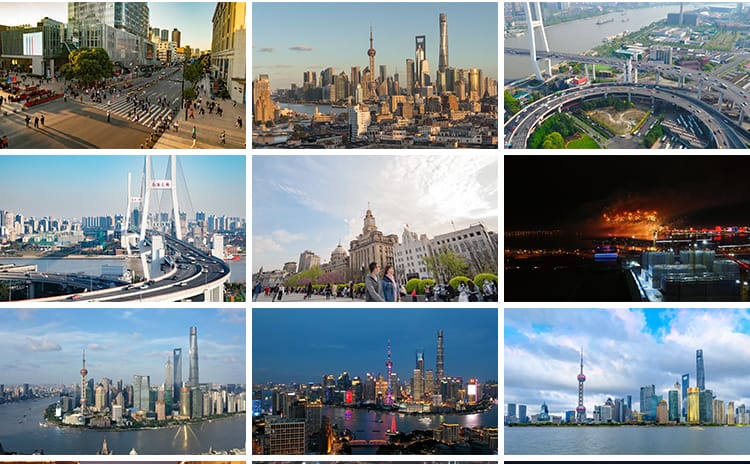 上海城市建筑风光夜景车流CBD外滩旅游东方明珠地标航拍视频素材