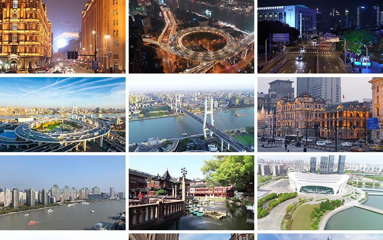 上海城市建筑风光夜景车流CBD外滩旅游东方明珠地标航拍视频素材