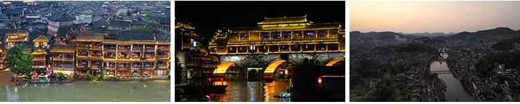 湖南湘西凤凰古城旅游景点古镇古建筑风光风景航拍宣传片视频素材