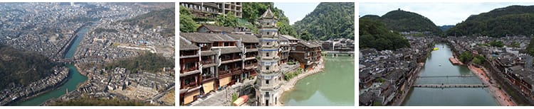湖南湘西凤凰古城旅游景点古镇古建筑风光风景航拍宣传片视频素材