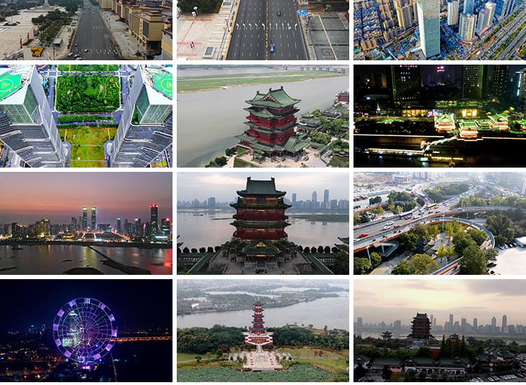 南昌城市建筑CBD航拍延时滕王阁八一广场大桥英雄纪念塔视频素材