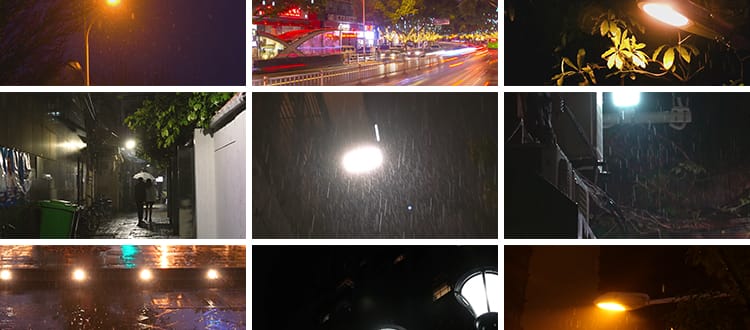街道路灯夜晚下雨回家情感马路城市街道灯光自媒体短视频剪辑素材
