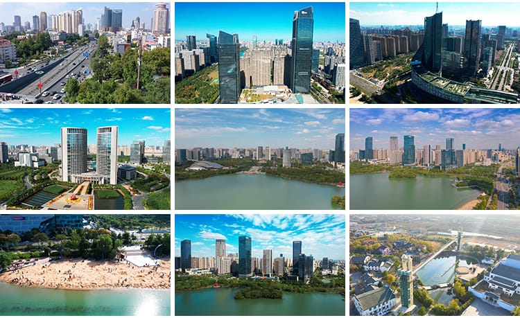 安徽合肥城市航拍延时建筑夜景广电中心地标风光大剧院短视频素材