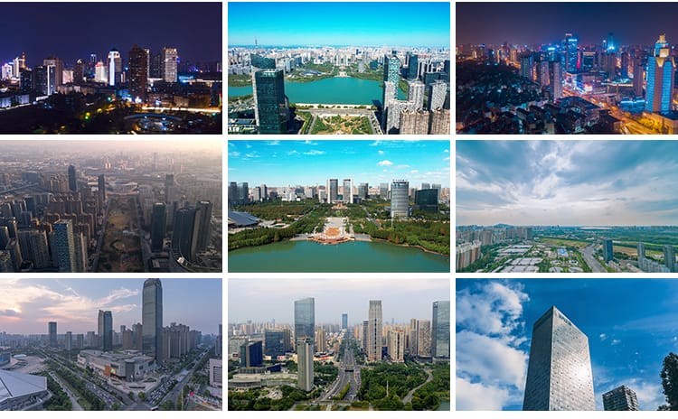 安徽合肥城市航拍延时建筑夜景广电中心地标风光大剧院短视频素材