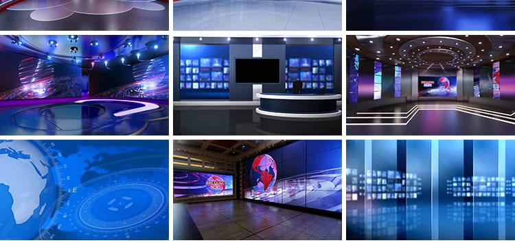 3D虚拟场景演播室演播厅科技新闻直播间主持主播包装背景视频素材