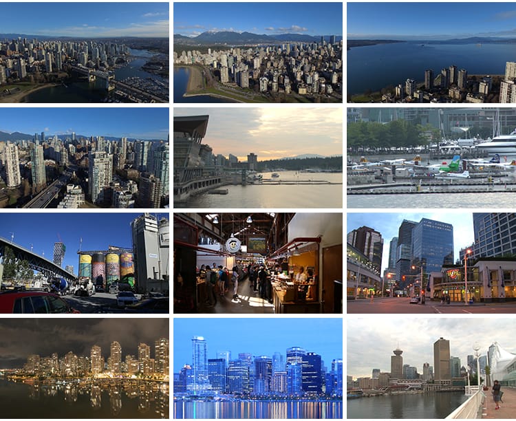 加拿大温哥华城市地标建筑风光灯光夜景人文景观旅游高清视频素材