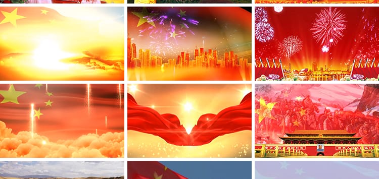 演讲爱国主题朗诵比赛五星红旗河山红歌晚会舞蹈LED背景视频素材
