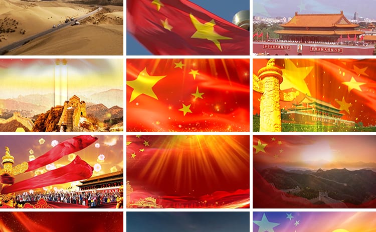 演讲爱国主题朗诵比赛五星红旗河山红歌晚会舞蹈LED背景视频素材