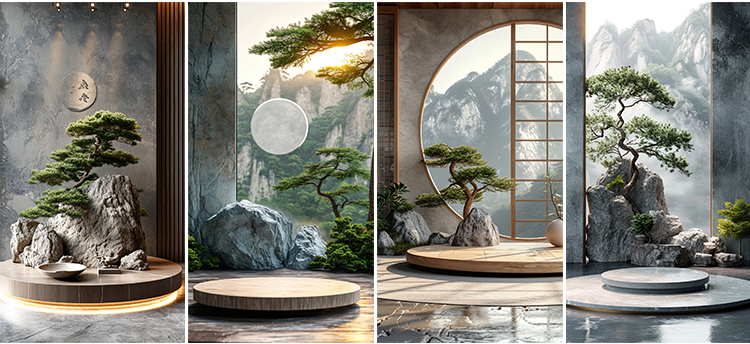 中国风复古文艺禅意室内中式古典动态视频绿幕直播间背景图片素材