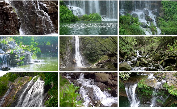 山水瀑布河流动山涧小溪水自然风景流水淌航拍森林风光短视频素材