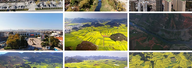 云南曲靖航拍城市建筑风光彩云之南罗平油菜花旅游风景点视频素材