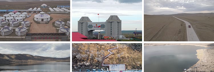 内蒙古满洲里国门风光套娃婚礼宫旅游风景点城市夜景航拍视频素材