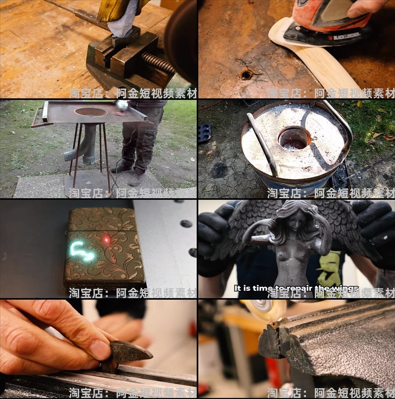 旧物翻新金属除锈打磨手工diy修复国外高清解压视频小说推文素材