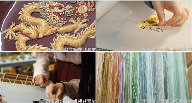 传统手工刺绣diy小说推文解压抖音短视频自媒体高清实拍素材剪辑
