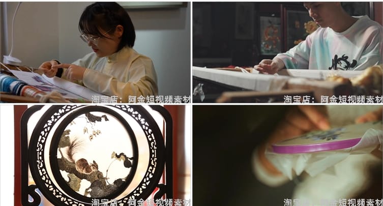 传统手工刺绣diy小说推文解压抖音短视频自媒体高清实拍素材剪辑
