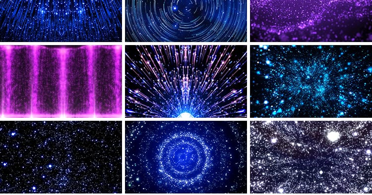 星空梦幻唯美粒子蓝色星光绚丽晚会舞蹈演出舞台LED背景视频素材