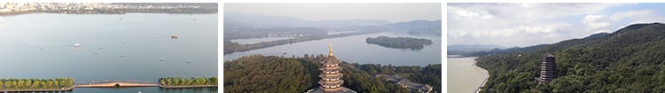 杭州西湖旅游风景点风光雷峰塔夕阳航拍延时高清实拍剪辑视频素材