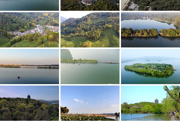 杭州西湖旅游风景点风光雷峰塔夕阳航拍延时高清实拍剪辑视频素材
