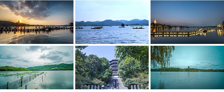杭州西湖旅游风景点风光雷峰塔夕阳航拍延时高清实拍剪辑视频素材