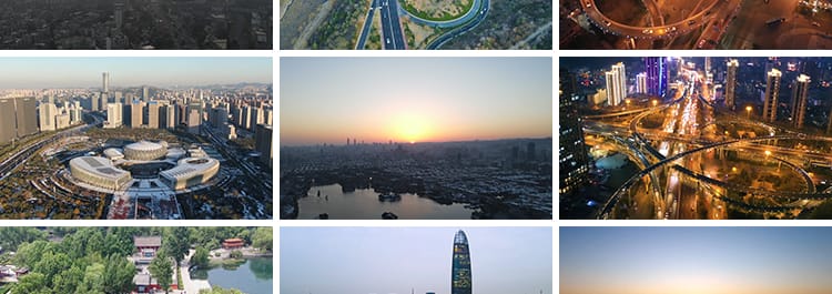 航拍济南城市建筑高楼地标风光延时夜景全CBD奥体中心短视频素材