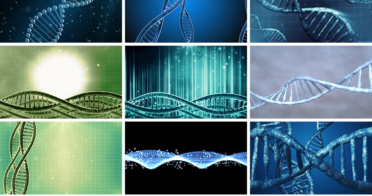 DNA双螺旋基因分子结构生物科学研究实验化学3D动画背景视频素材