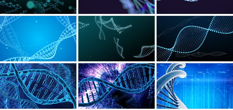 DNA双螺旋基因分子结构生物科学研究实验化学3D动画背景视频素材